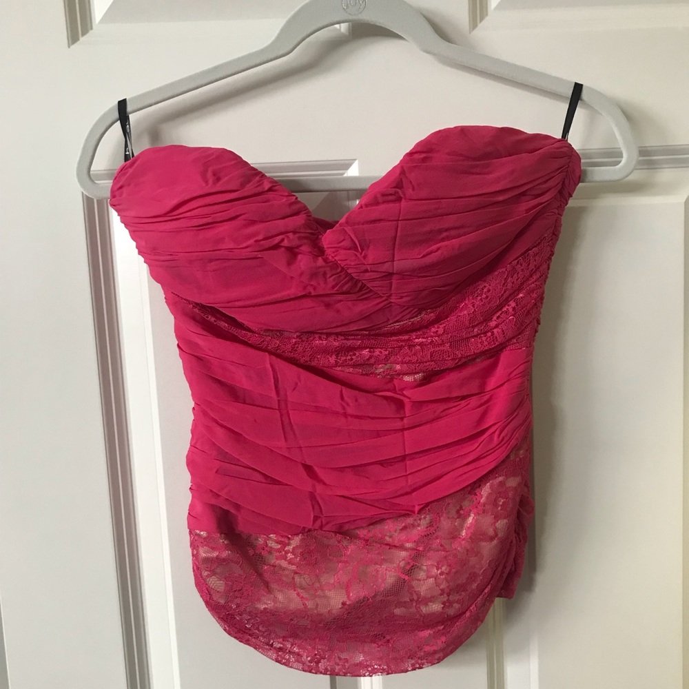Bebe hot pink lace corset xs